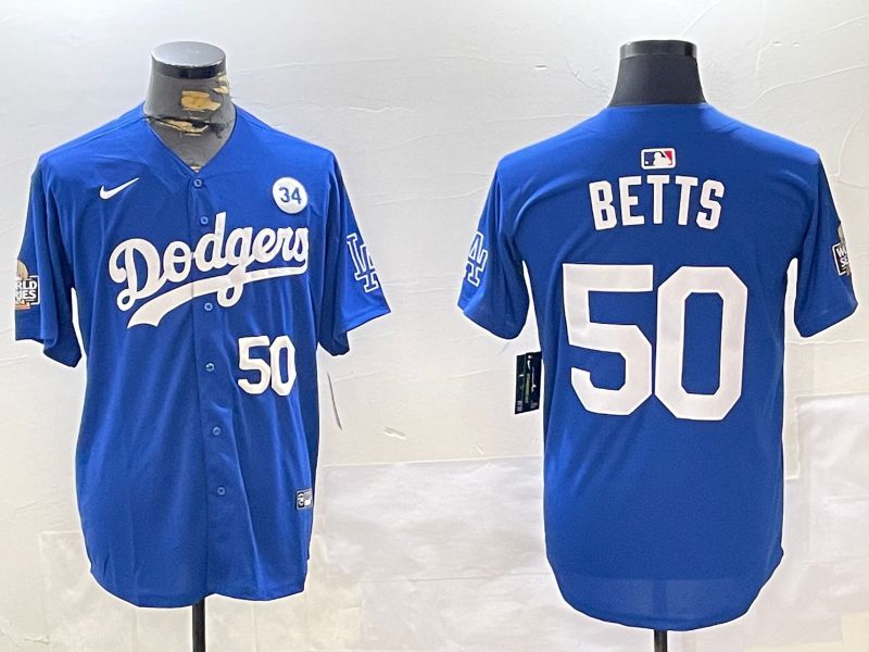 Men Los Angeles Dodgers #50 Betts Blue Game 2024 Nike MLB Jersey style 11203->los angeles dodgers->MLB Jersey